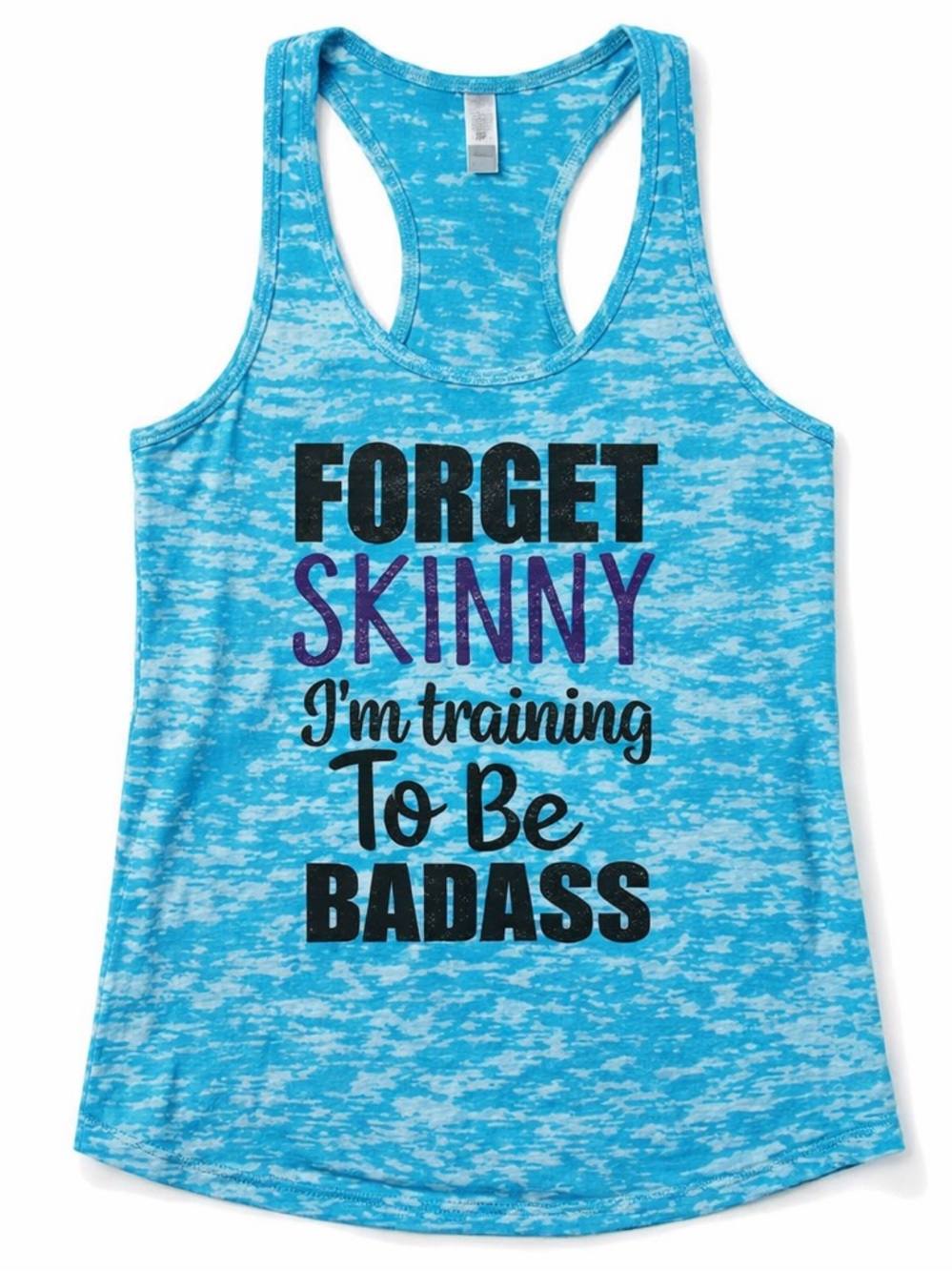 Next Level Apparel Turquoise Blue‎ Racerback Tank with Motivational Graphic